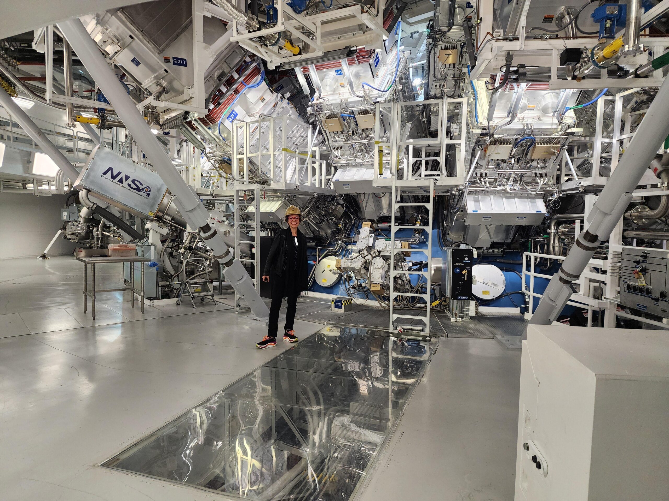 Cat Clifford of Cipher News inside the National Ignition Facility at Lawrence Livermore National Laboratory. 