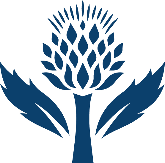 Inverted color thistle logo for Encyclopedia Britannica.