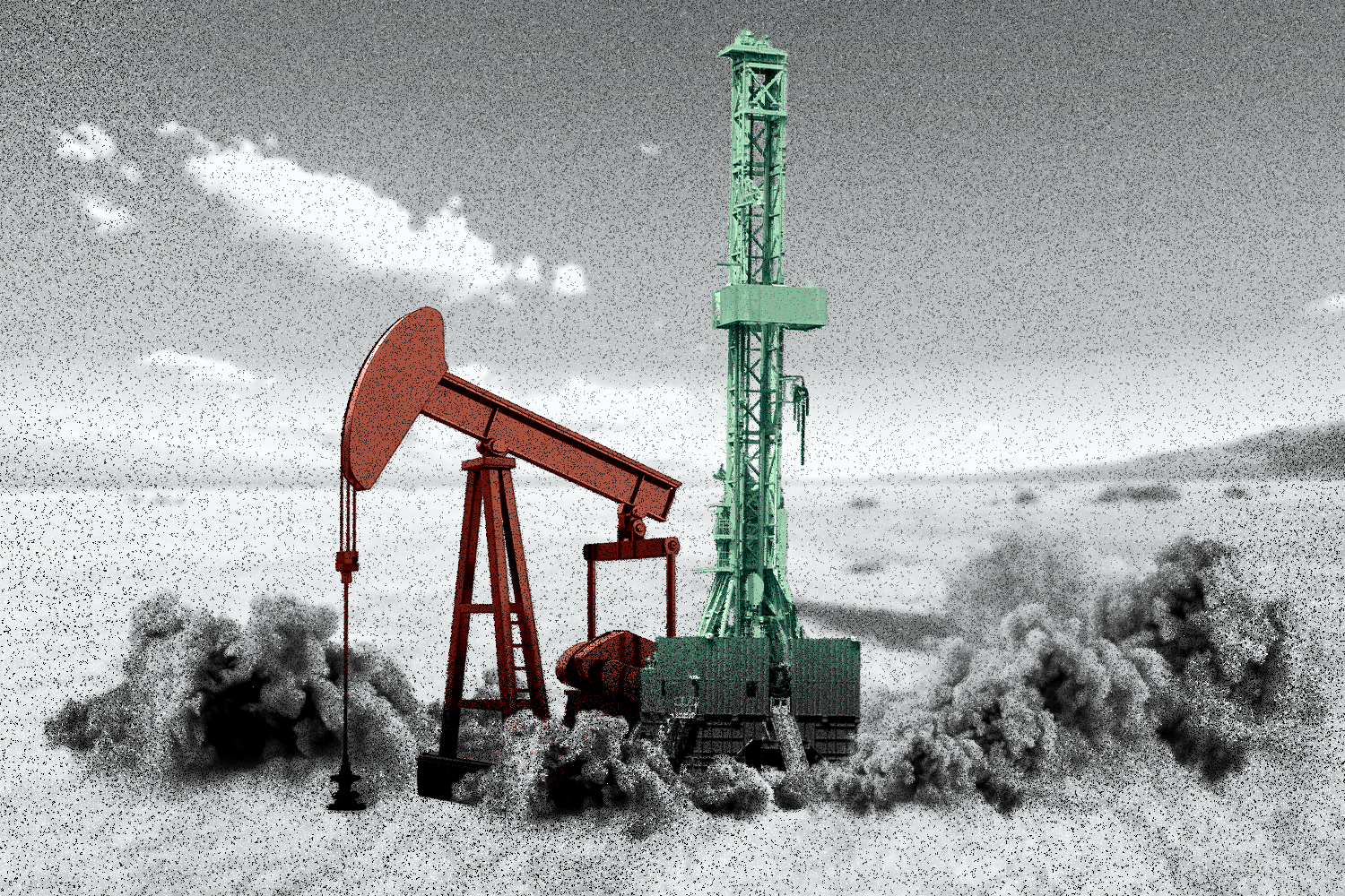 An illustration of an oil drilling machine (