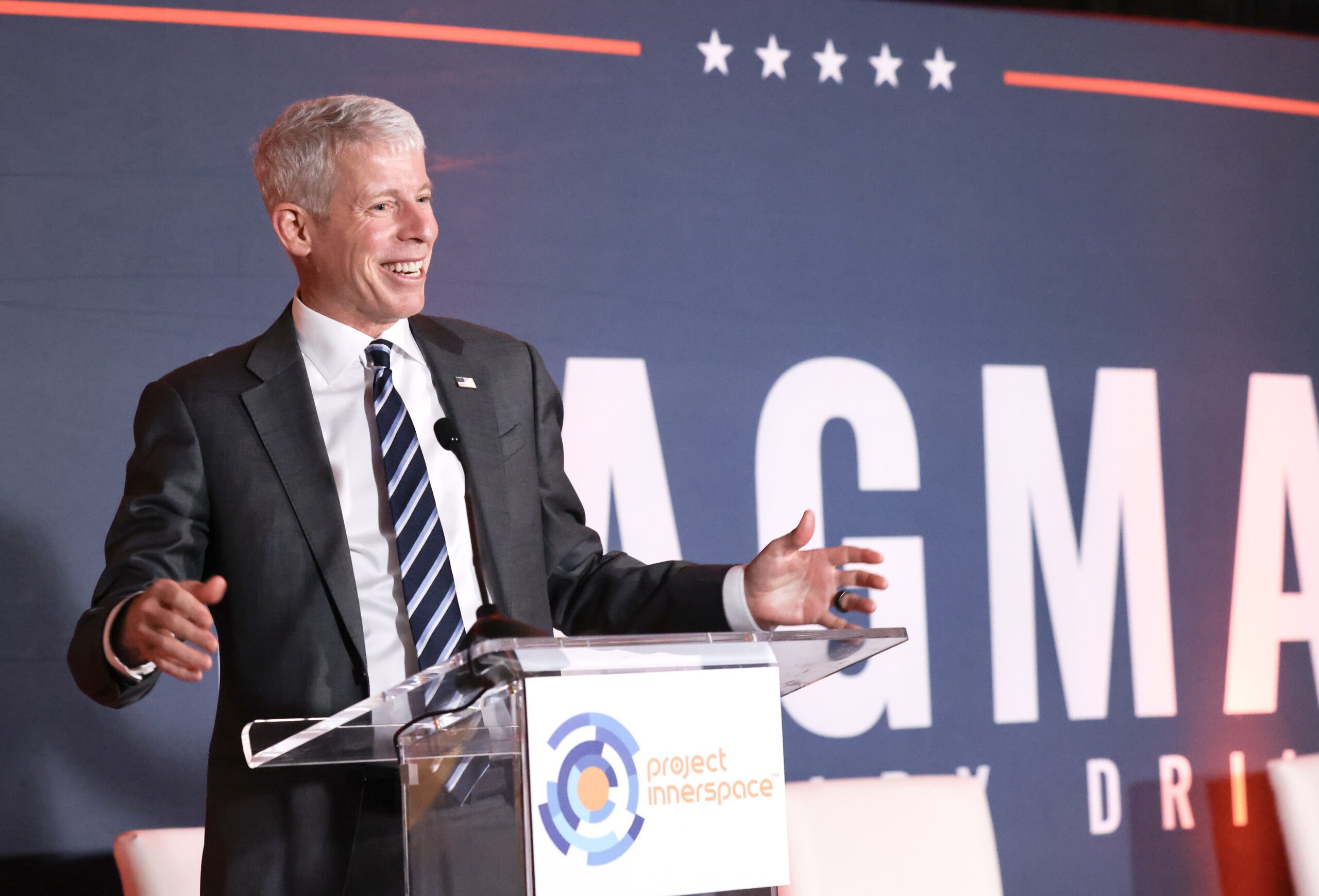 Energy Secretary Chris Wright speaking at the Geothermal House DC MAGMA event hosted by nonprofit geothermal advocacy organization Project InnerSpace on Tuesday March 4.