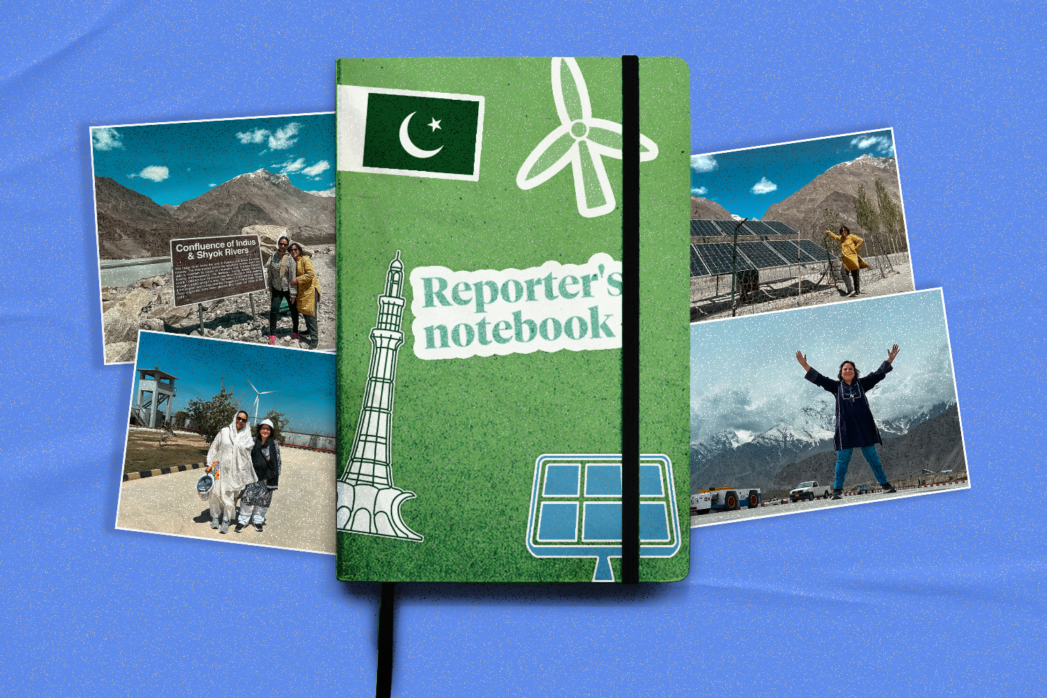 An illustration of a green notebook with 